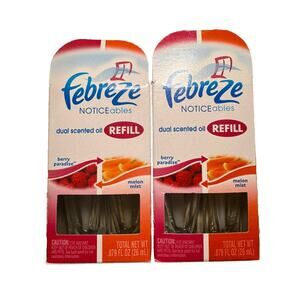 (2) Febreze Dual Scented Oil NOTICEables Refi1ls Berry Paradise And Melon Twist